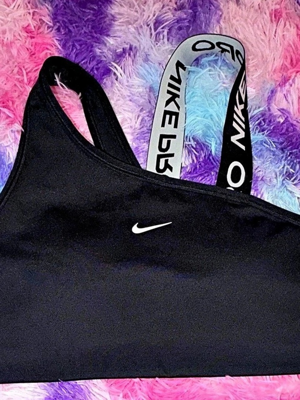 Nike Pro Swoosh Asymmetrical Padded Sports Bra Black Medium